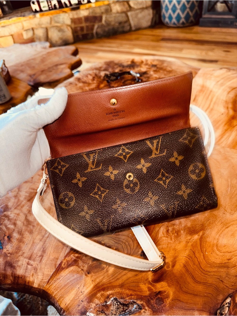 Louis Vuitton monogram canvas, international wallet, converted Crossbody vintage - Picture 7 of 16